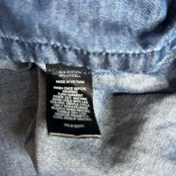 Express Chambray Embroidered Popover Dress Denim Western Boho XL - Picture 9 of 9